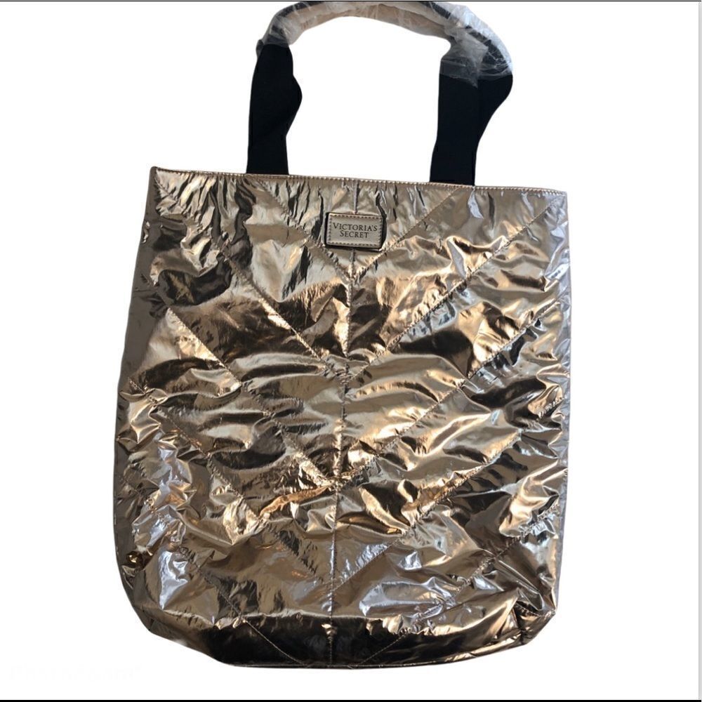 Victoria's Secret Limited Edition 2017 Metallic Rose Gold Tote Bag VS Travel